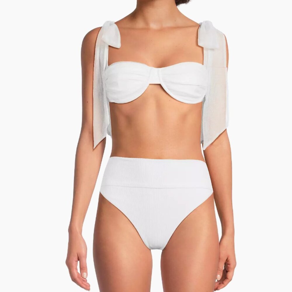 Beach Riot  Drea Metallic Shoulder-Tie Bikini Top